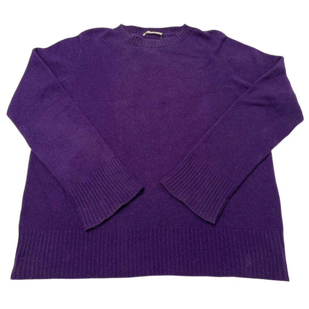 The Row Knit Crewneck Oversized Wool Cashmere Sweater in Purple